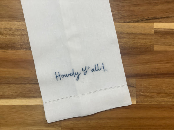 Howdy Embroidered Tea Towel