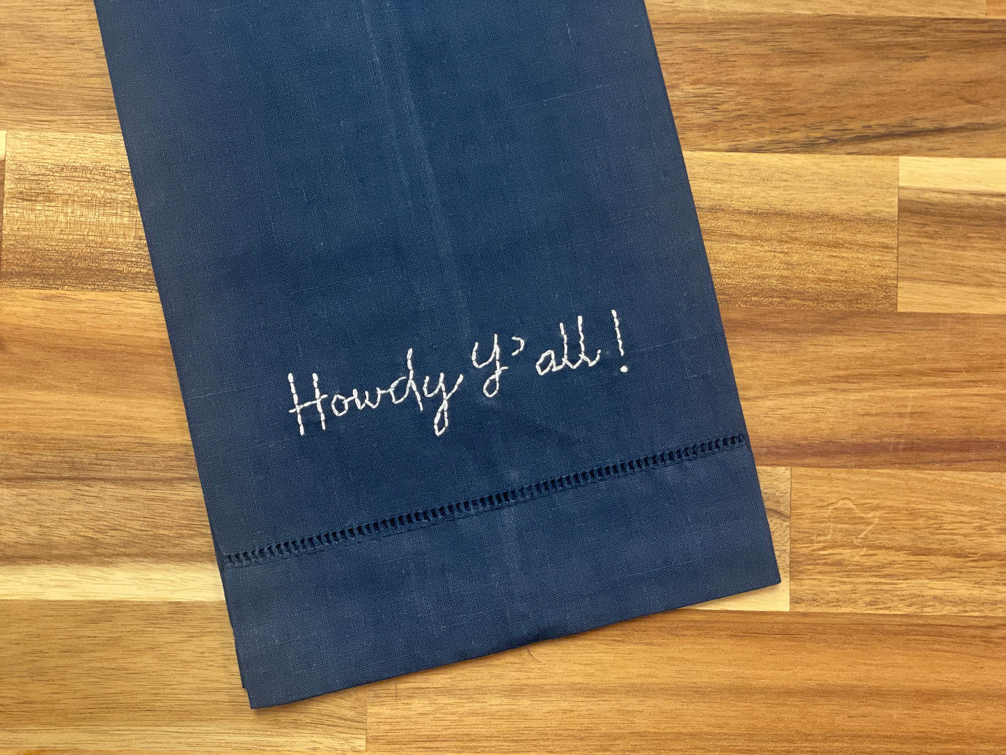 Howdy Embroidered Tea Towel