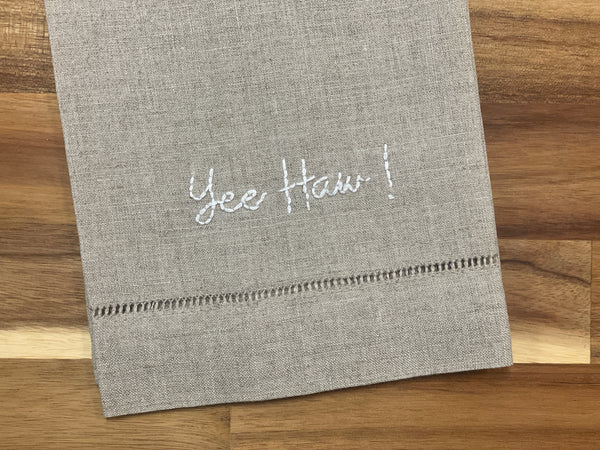 Yee Haw Embroidered Tea Towel