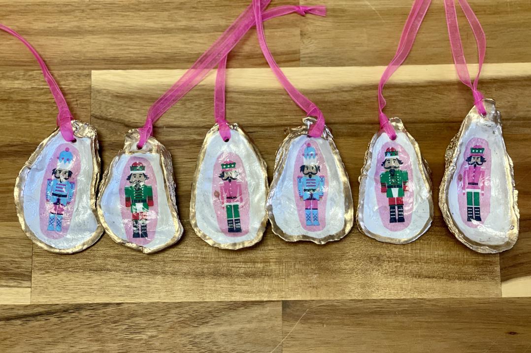 Pink Nutcracker Shell Ornaments Set