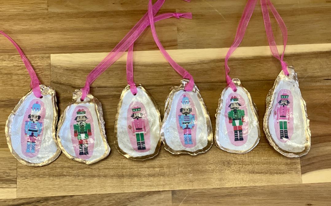 Pink Nutcracker Shell Ornaments Set