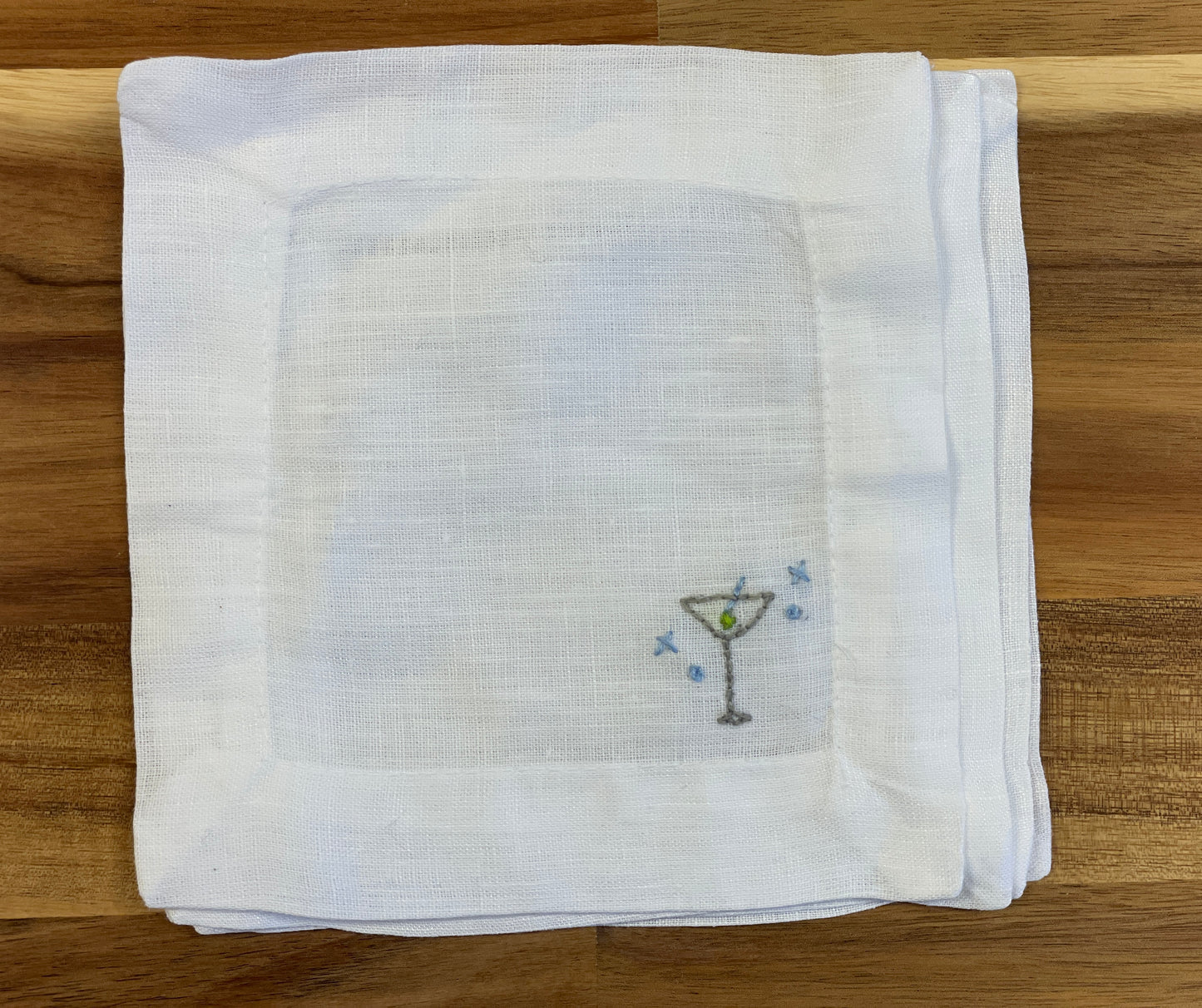 Martini Embroidered Cocktail Napkins