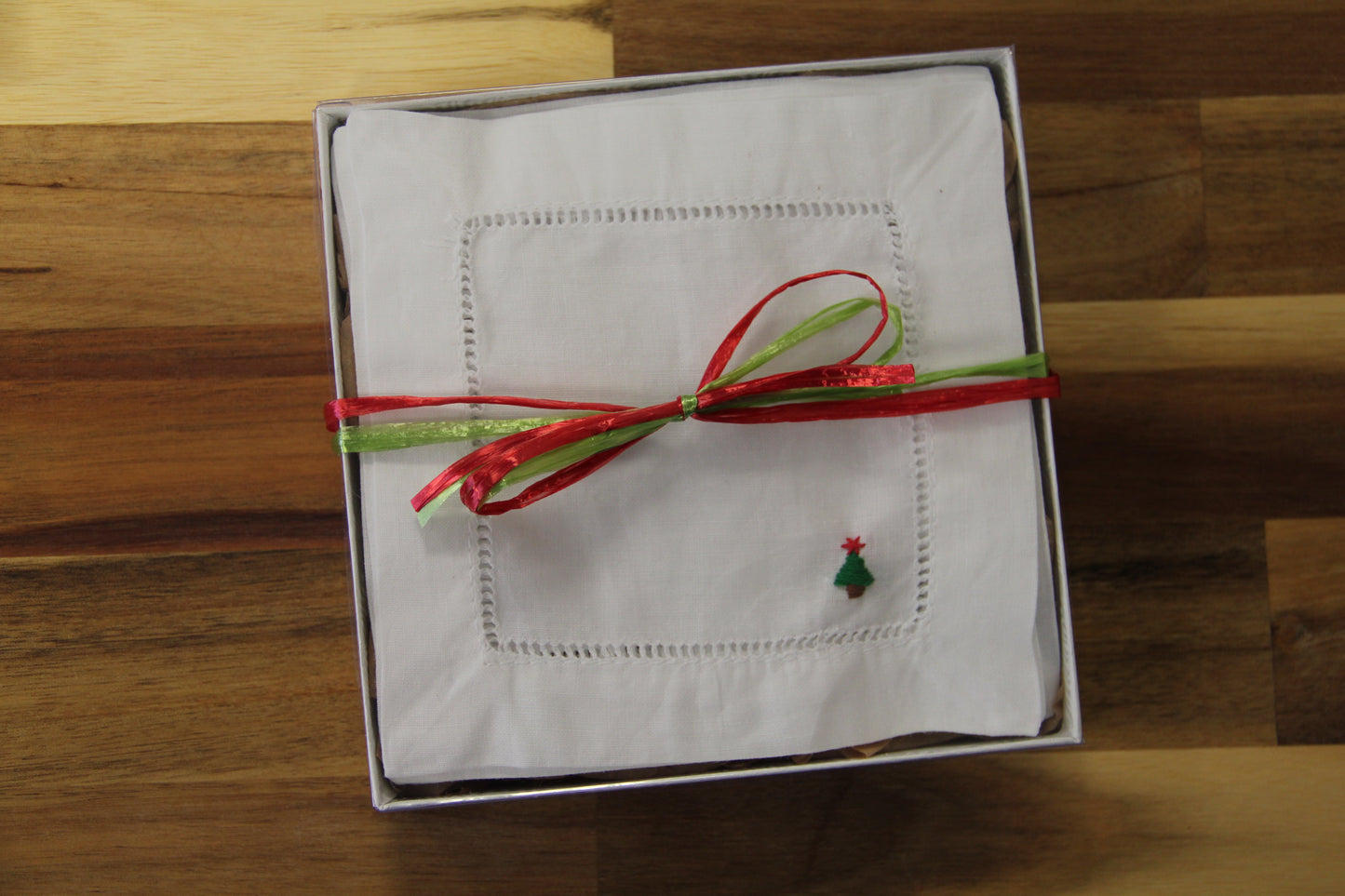 Christmas Tree Embroidered Cocktail Napkin