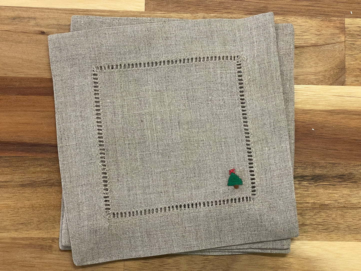 Christmas Tree Embroidered Cocktail Napkin