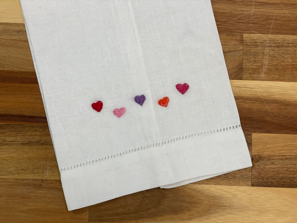 Sweet Hearts Embroidered Tea Towel
