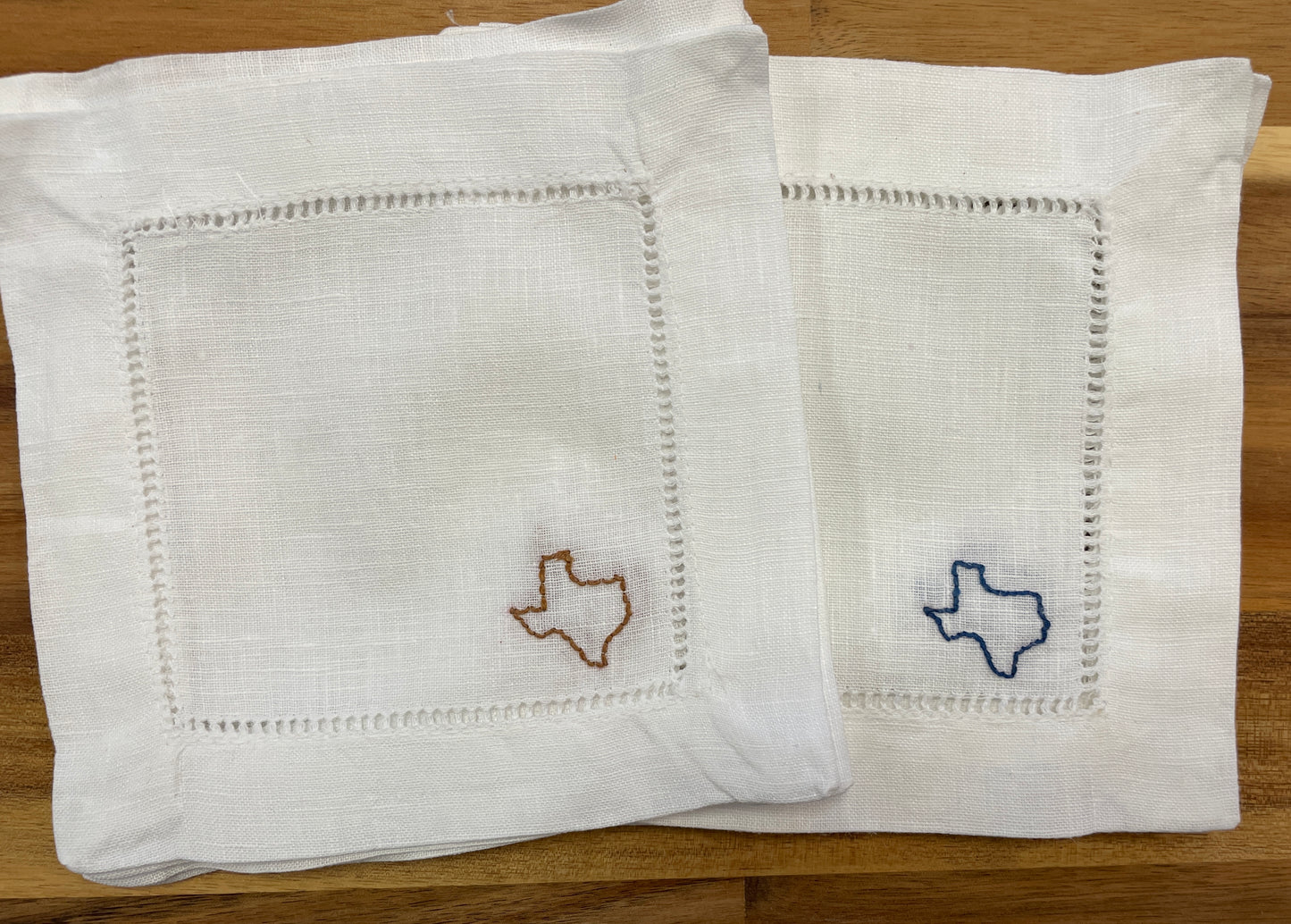 Texas State Embroidered Cocktail Napkins