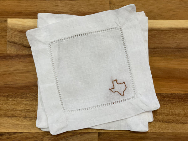 Texas State Embroidered Cocktail Napkins