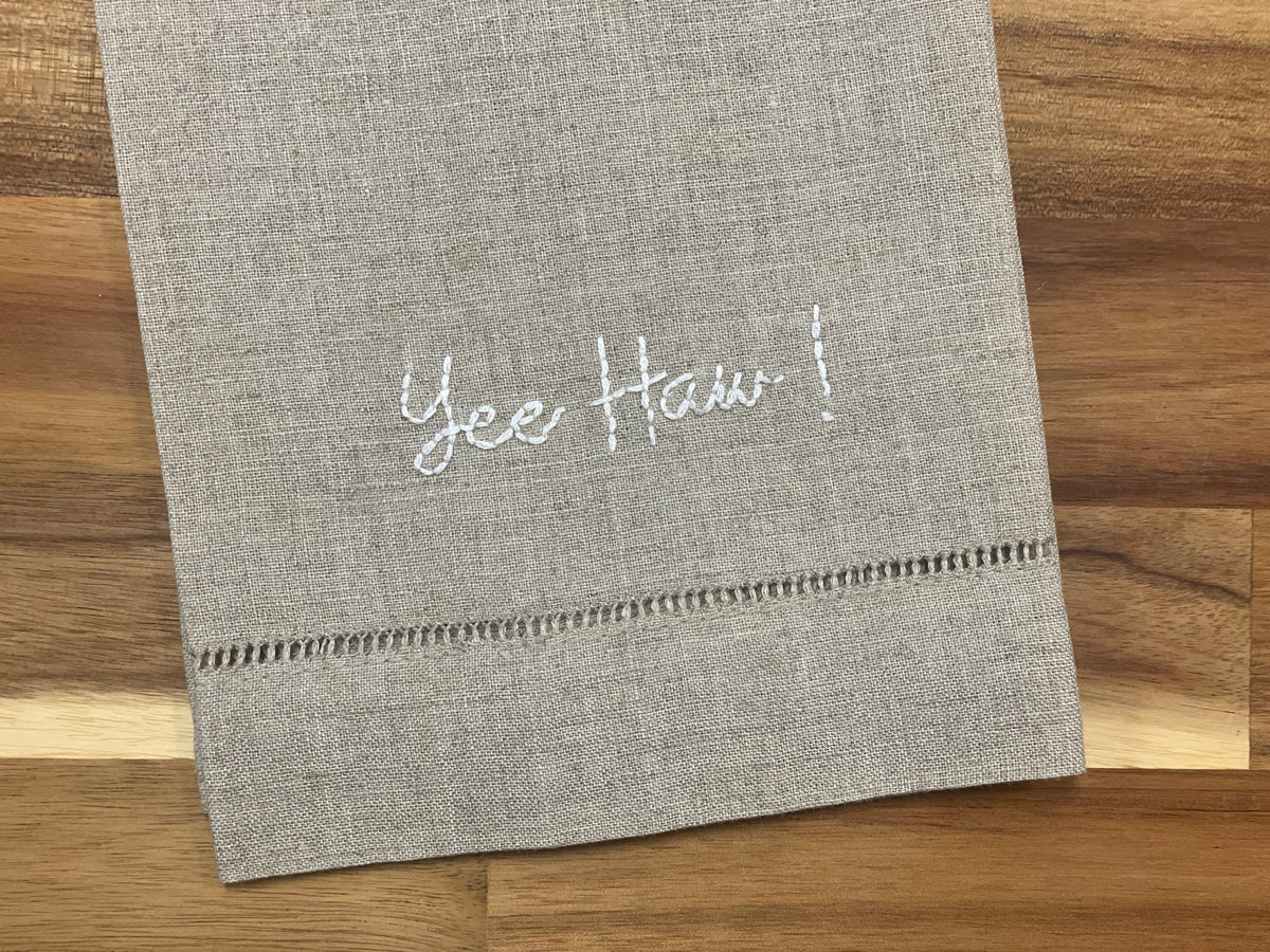Yee Haw Embroidered Tea Towel