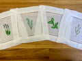 Herb Embroidered Cocktail Napkins Set