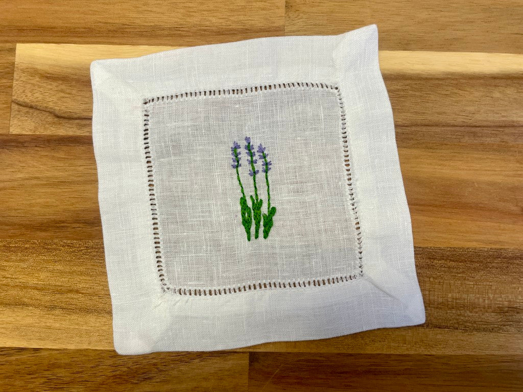 Herb Embroidered Cocktail Napkins Set