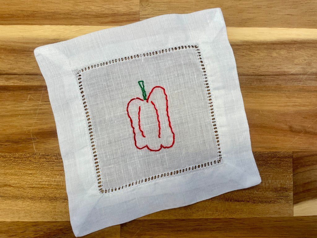 Veggie Embroidered Cocktail Napkins Set