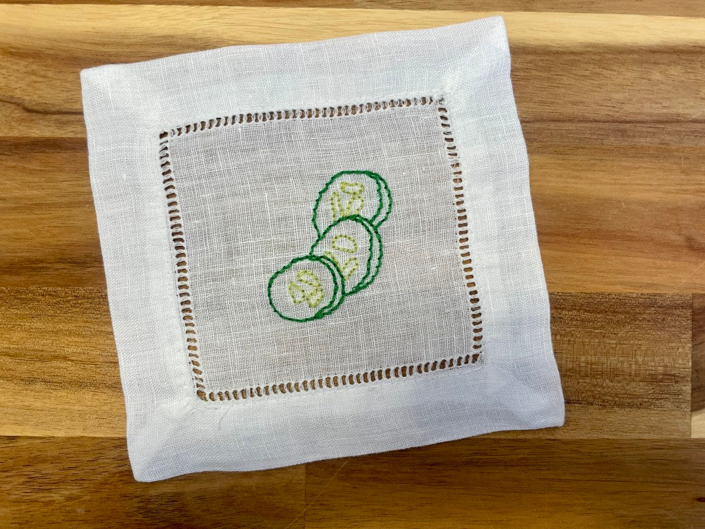 Veggie Embroidered Cocktail Napkins Set