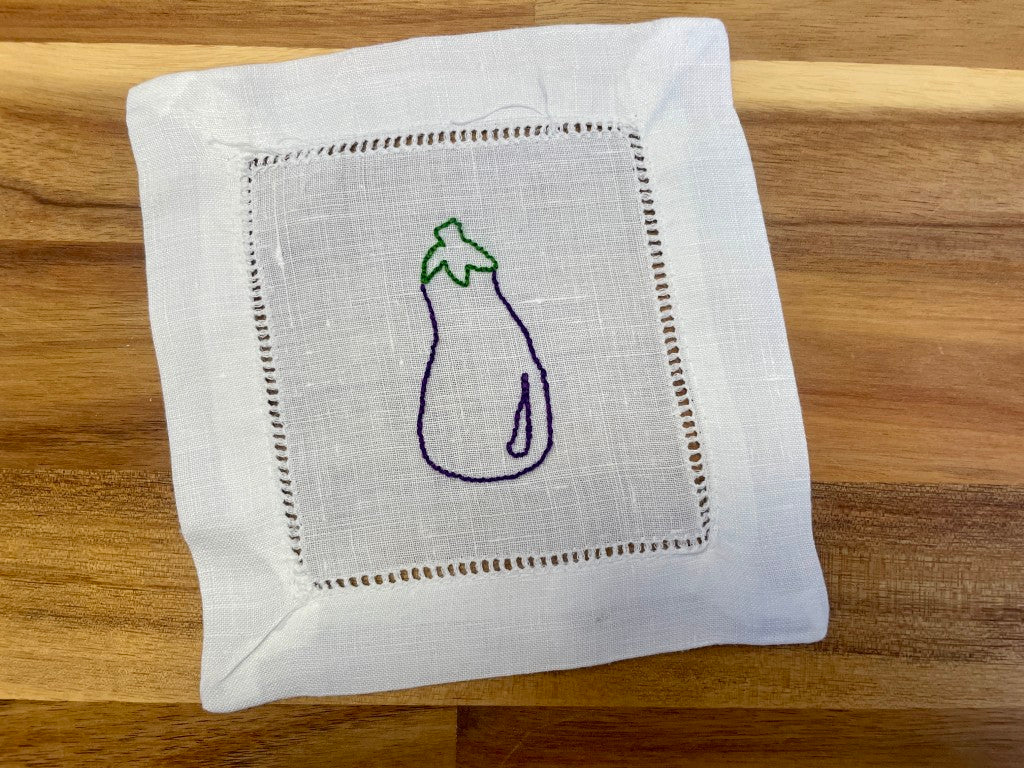 Veggie Embroidered Cocktail Napkins Set