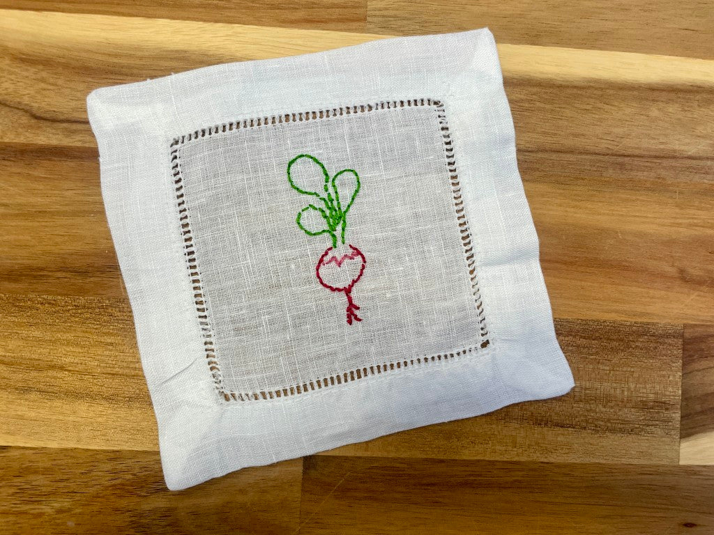 Veggie Embroidered Cocktail Napkins Set