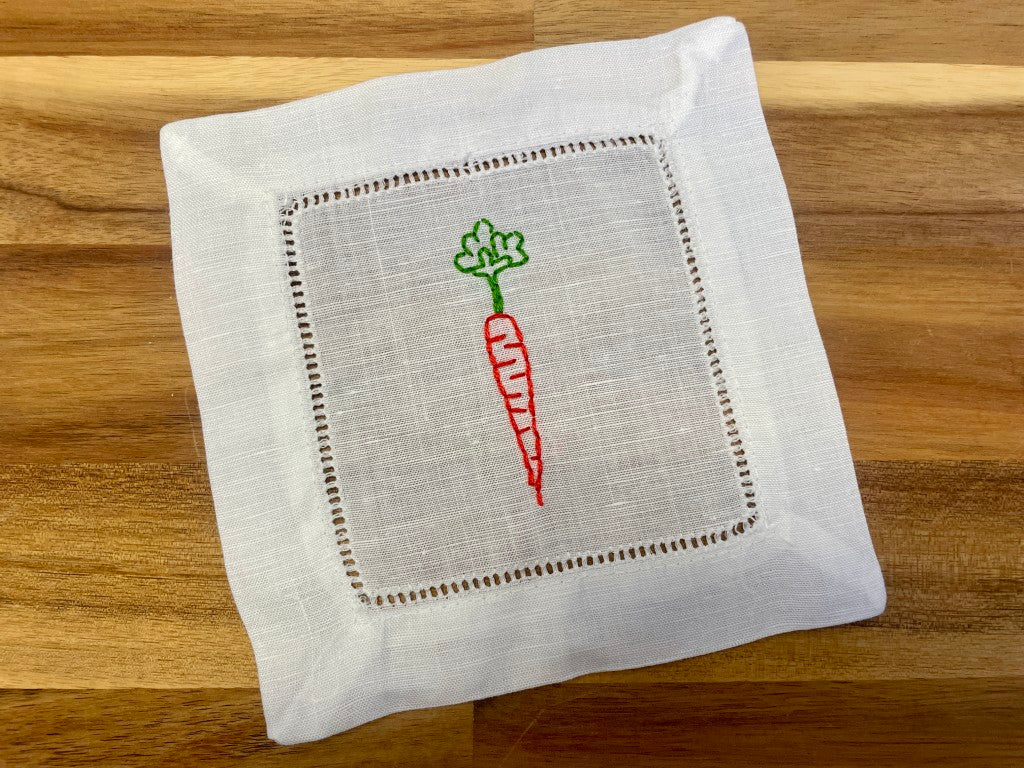 Veggie Embroidered Cocktail Napkins Set