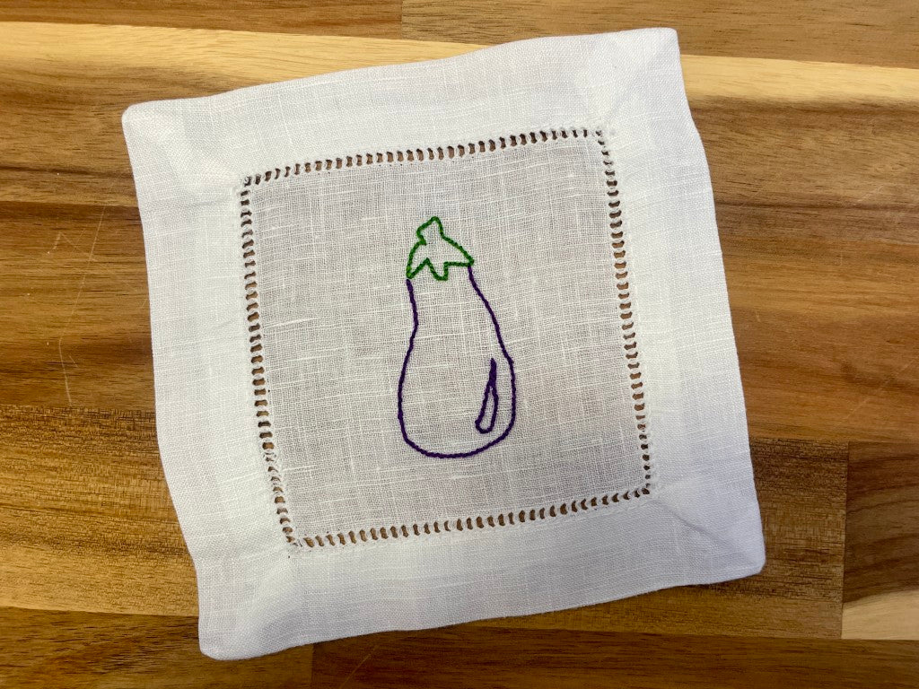 Veggie Embroidered Cocktail Napkins Set