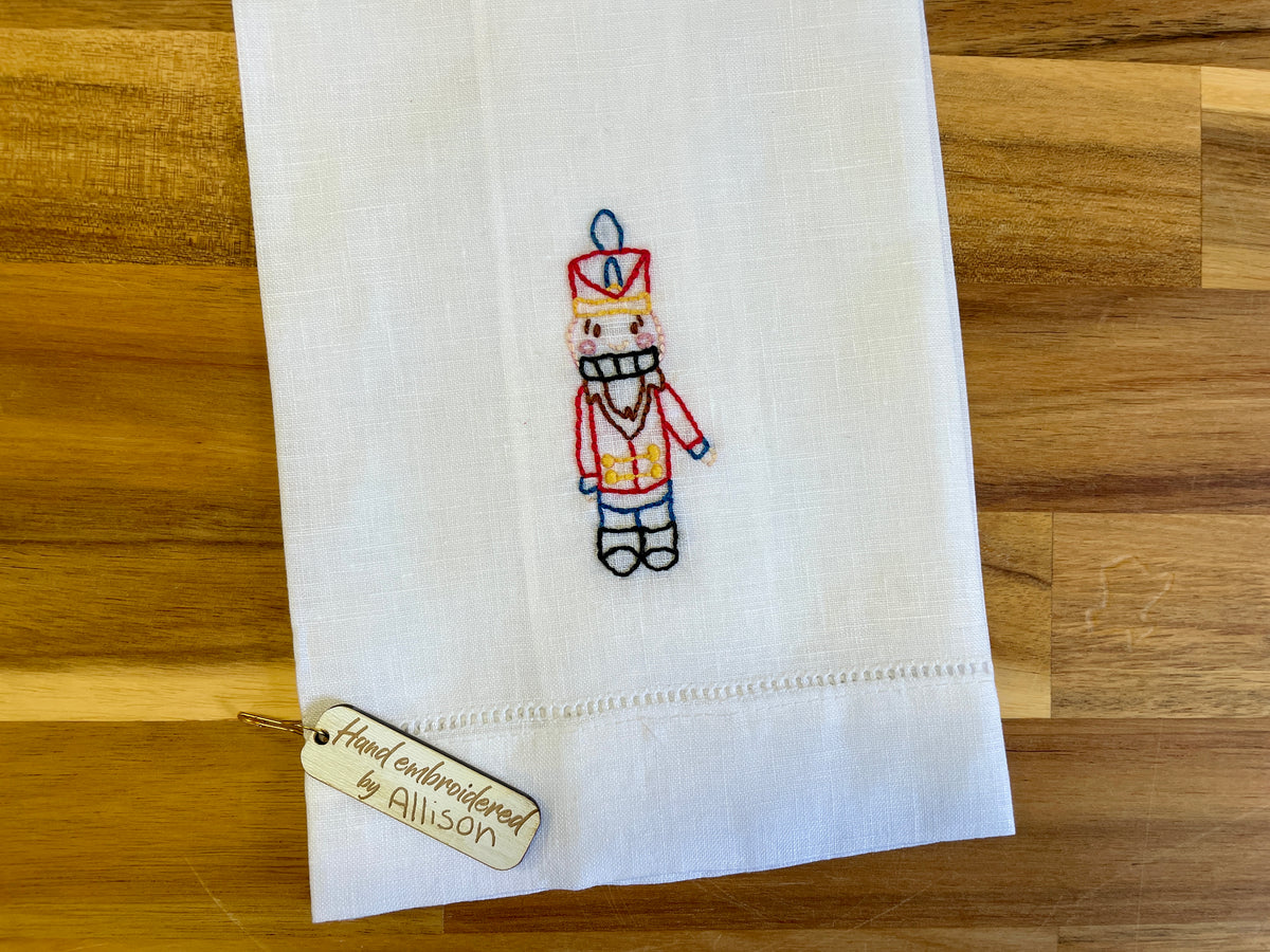 Nutcracker Embroidered Tea Towel