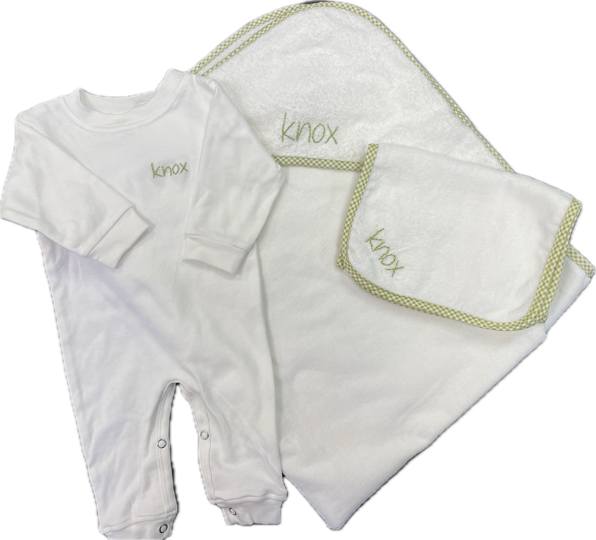 Embroidered Baby Bib and Burp Cloth Set