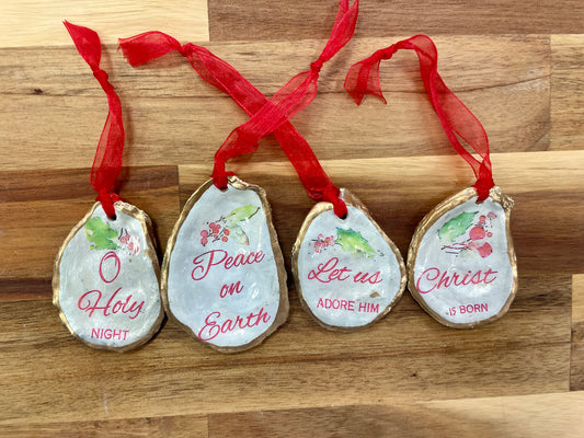 Christmas Sayings Shell Ornament Set