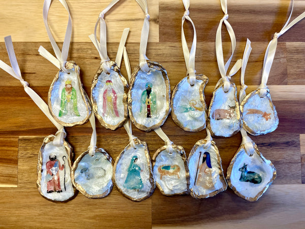 Nativity Shell Ornaments Set