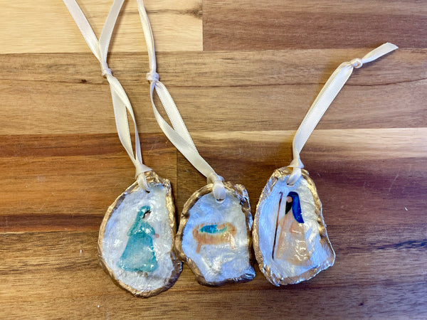 Nativity Shell Ornaments Set