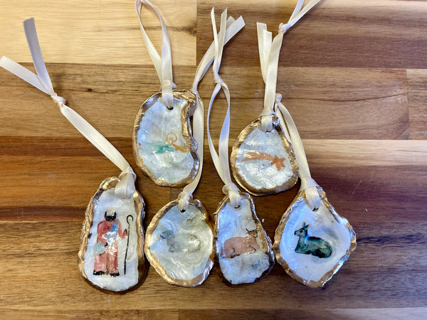 Nativity Shell Ornaments Set