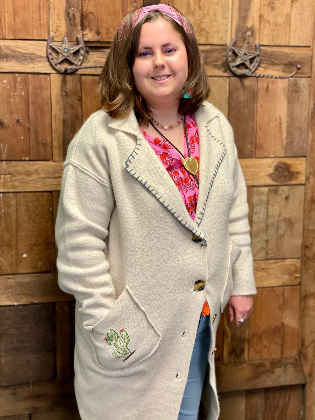 Cactus Hand Embroidered Cardigan