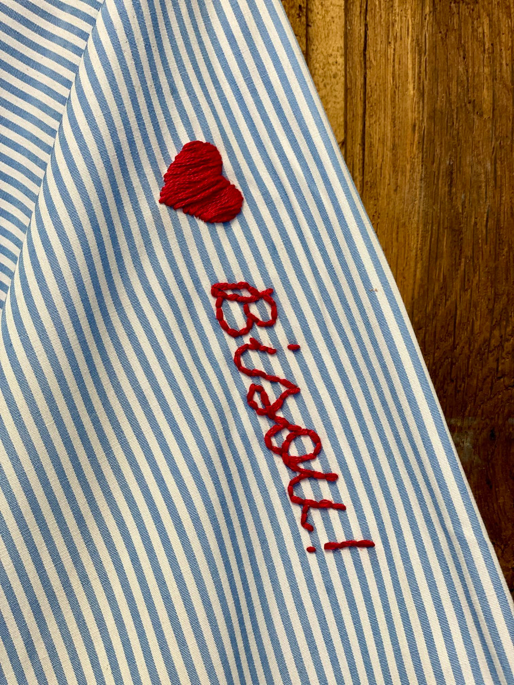 Hand Embroidered Striped Button Down Shirt