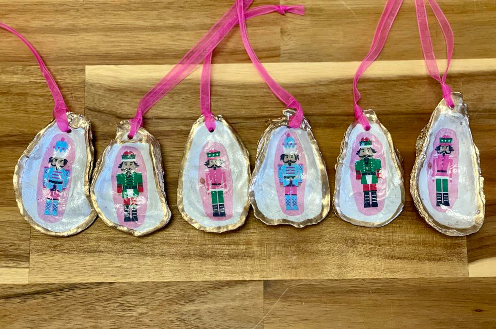 Pink Nutcracker Shell Ornaments Set