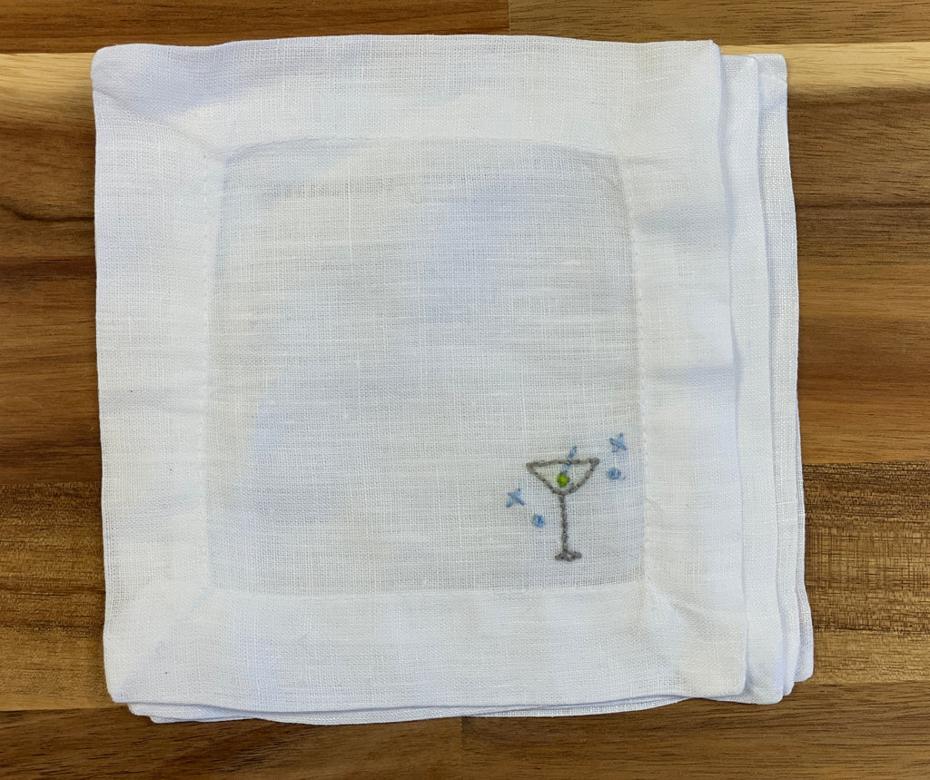 Martini Embroidered Cocktail Napkins
