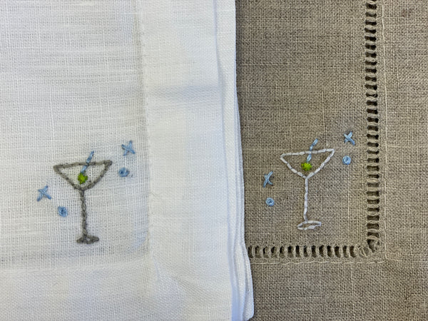 Martini Embroidered Cocktail Napkins