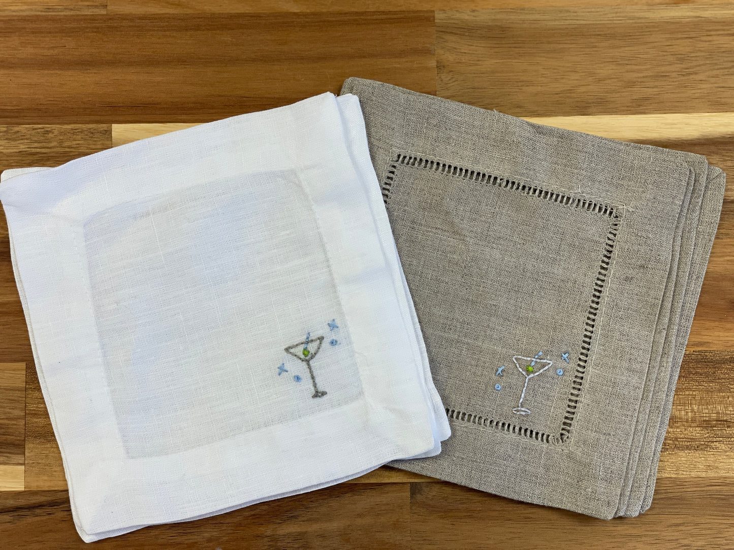 Martini Embroidered Cocktail Napkins