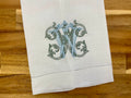 Vine Monogram Embroidered Tea Towel