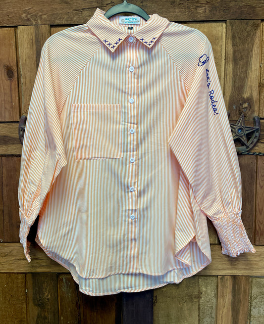 Let's Rodeo Embroidered Button Down Shirt