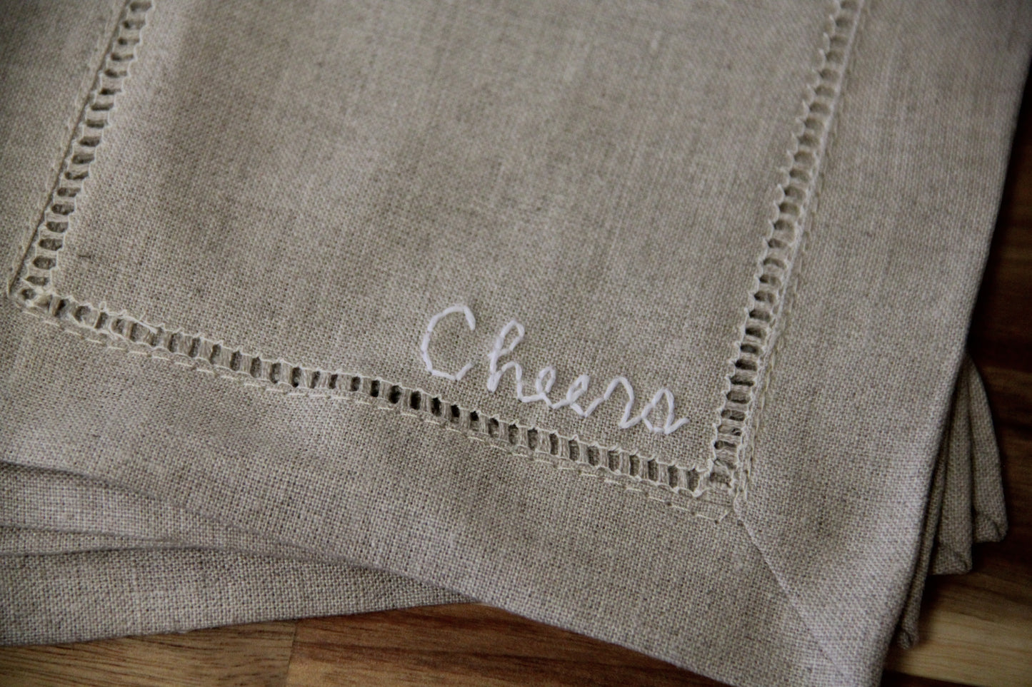 Cheers Embroidered Cocktail Napkins