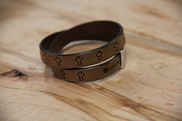 Double Wrap Bracelet With Cross