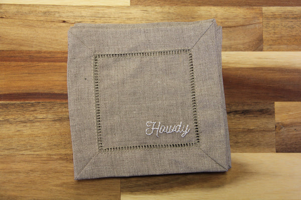 Howdy Embroidered Cocktail Napkins