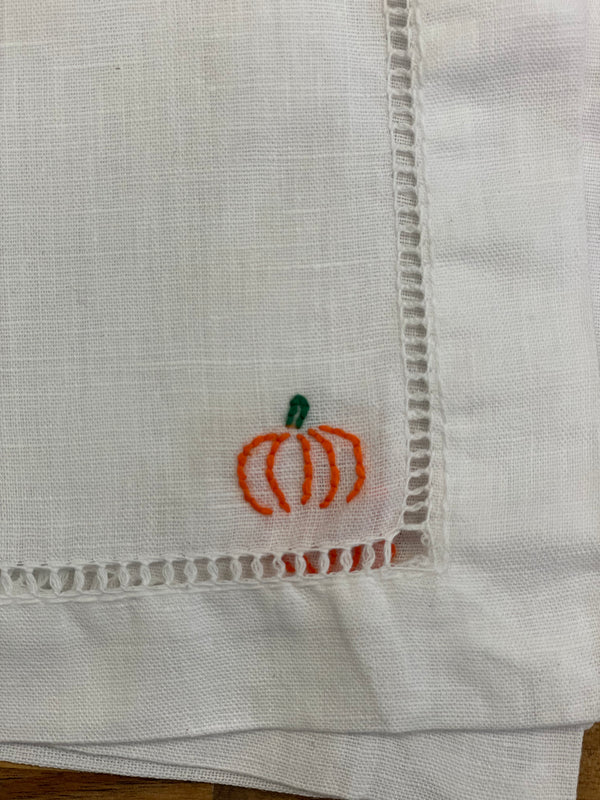 Pumpkin Embroidered Cocktail Napkins