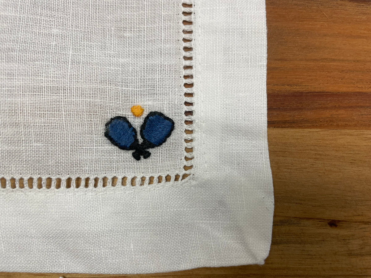 Pickleball Embroidered Cocktail Napkins