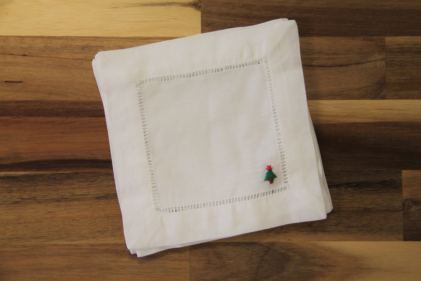 Christmas Tree Embroidered Cocktail Napkin