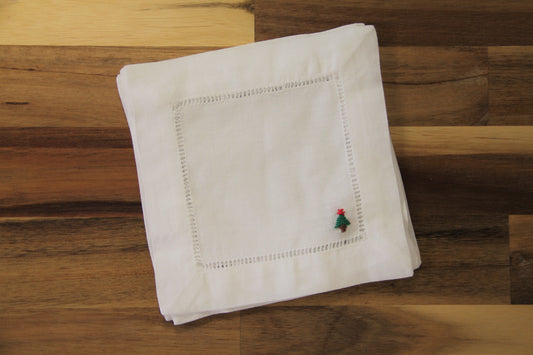 Christmas Tree Embroidered Cocktail Napkin