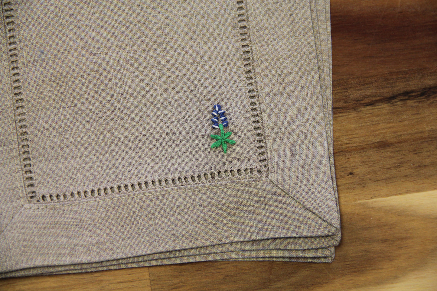 Bluebonnet Embroidered Cocktail Napkins