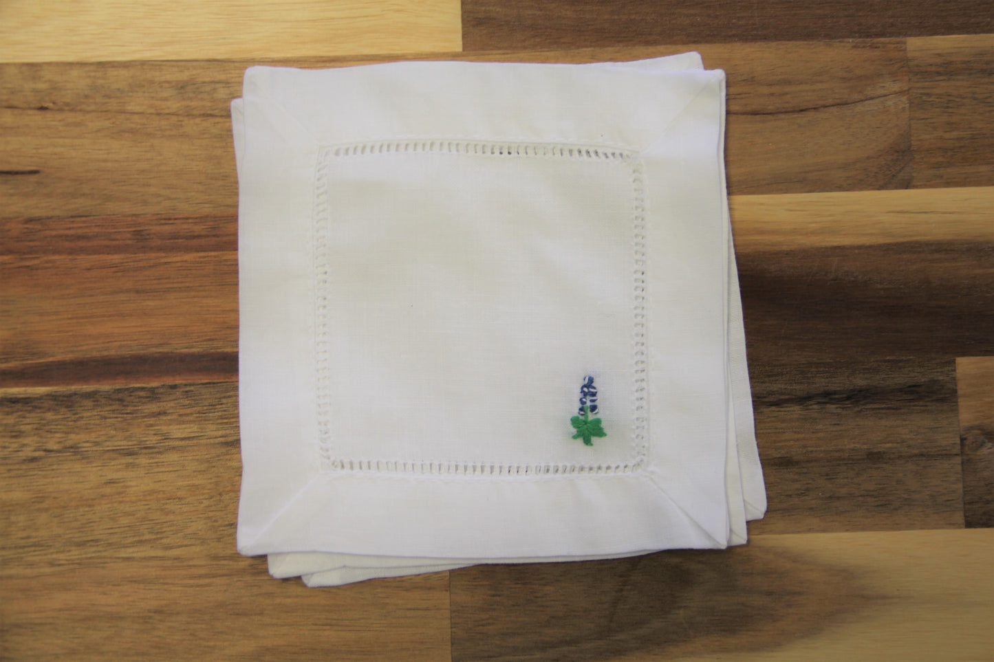 Bluebonnet Embroidered Cocktail Napkins