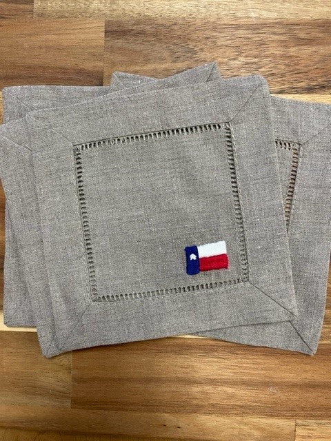 Texas Flag Embroidered Cocktail Napkins