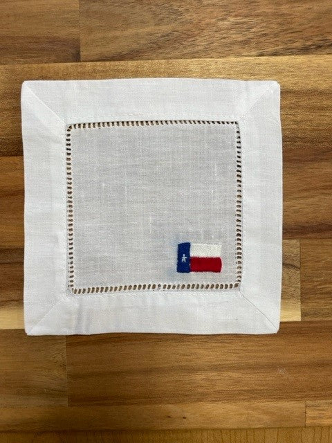 Texas Flag Embroidered Cocktail Napkins