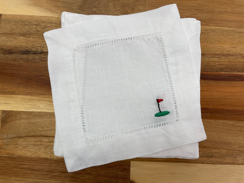 Golf Embroidered Cocktail Napkins