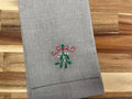 Mistletoe Embroidered Tea Towel