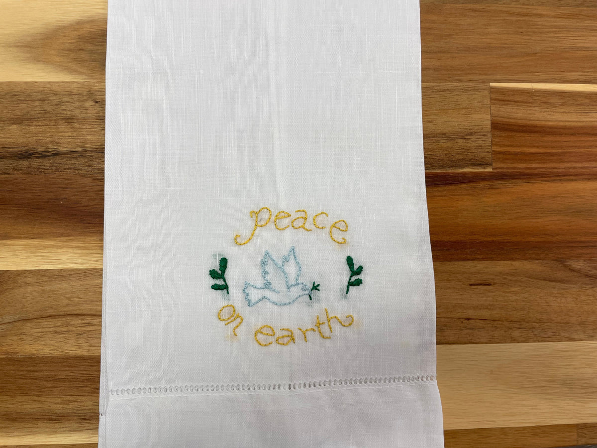 Peace on Earth Embroidered Tea Towel
