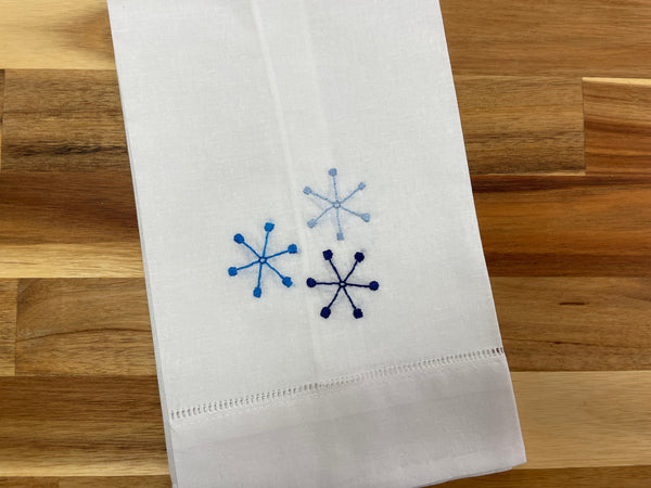 Snowflake Embroidered Tea Towel